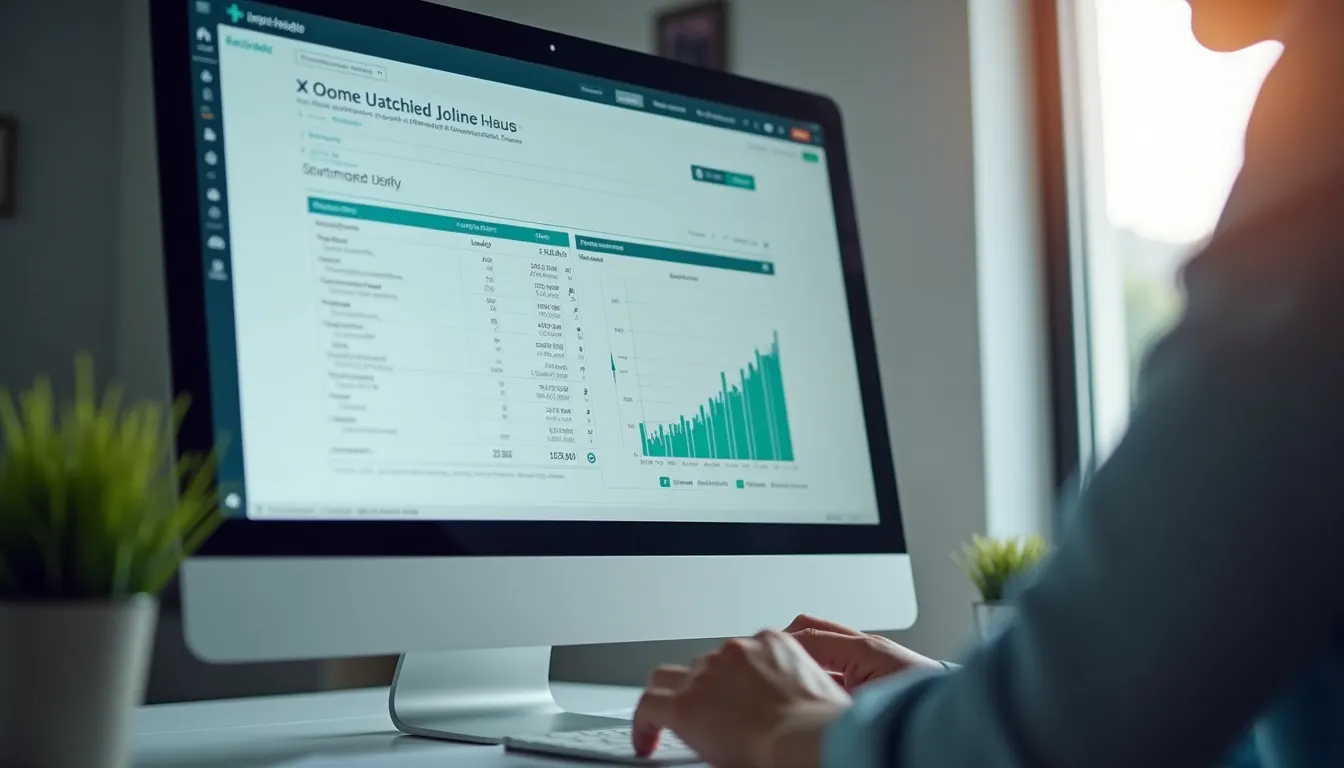 Eye-level view of a computer screen displaying financial data for home health services